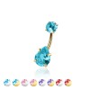 ROUND CZ TOP AND TEARDROP CZ PRONG SET CZ 316L SURGICAL STEEL NON DANGLE BELLY RING
